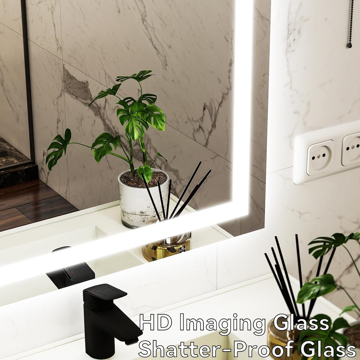 LED Bathroom Mirror 32 x 40 inches - 3 Color Adjustable Modes | Lighted Smart Bathroom Vanity Mirror, Anti-fog, Memory Function, Tempered Glass, Wall Mounted Horizontally Vertically