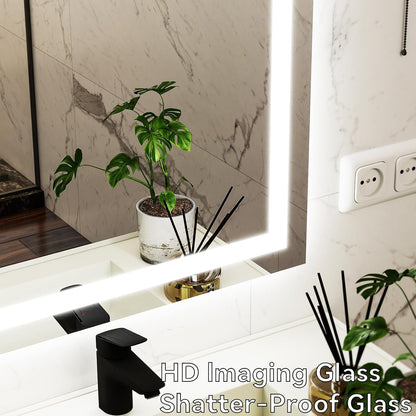 LED Bathroom Mirror 32 x 40 inches - 3 Color Adjustable Modes | Lighted Smart Bathroom Vanity Mirror, Anti-fog, Memory Function, Tempered Glass, Wall Mounted Horizontally Vertically