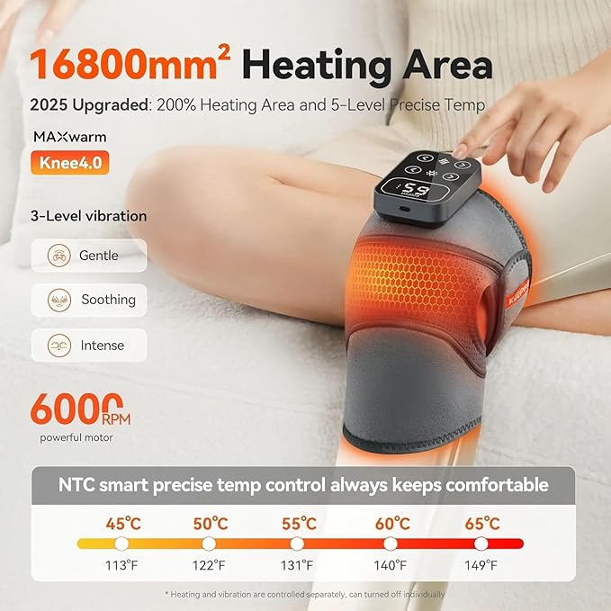 Cordless Knee Massager with Heat Vibration - Image 2