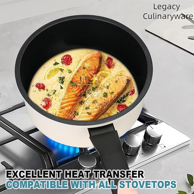 Nonstick Sauce Pan with Lid, 1.5QT small pot, PFOA Free, Kitchen Pots Induction - Image 6
