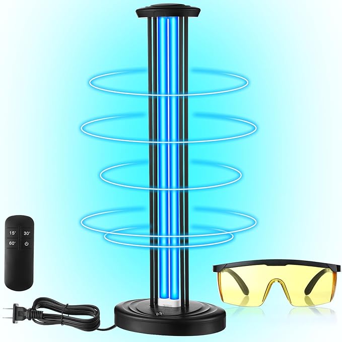Qualirey UV Light with UV Safety Glasses, 100W Ozone Free UVC Light Home by Acomfortablehomestartshere