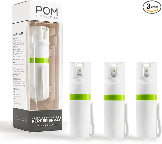 POM Pepper Spray Pocket Clip, Quick Flip Top Safety, Maximum Strength OC Formula by POMIndustries