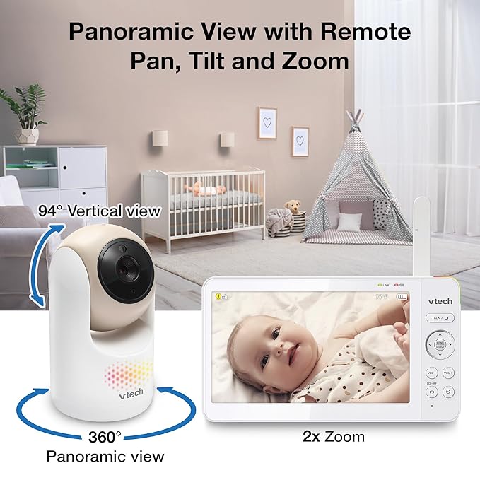 VTech Video Baby Monitor with 7" Color LCD Screen, Rechargeable Battery - Image 4