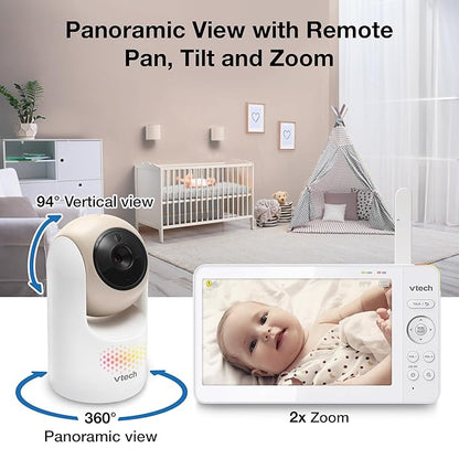 VTech Video Baby Monitor with 7" Color LCD Screen, Rechargeable Battery - Image 4