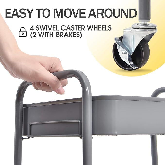 TOOLF 3-Tier Metal Rolling Cart - Image 4
