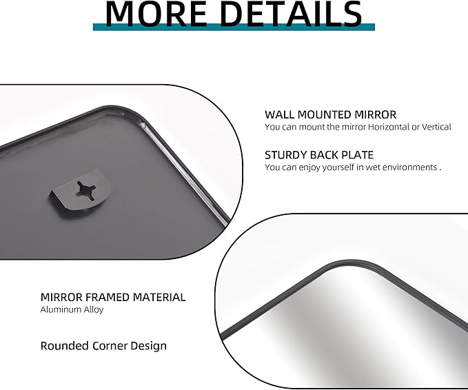 36" x 36"Bathroom Mirror, Matte Black Wall Mirror - Image 7