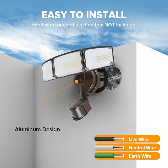 LUTEC 2 Pack 72W 7500LM LED Security Lights Motion Sensor Light Outdoor - Image 9