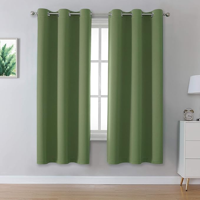 DUALIFE Sage Green Curtains 72 Inch Length 2 Panels Set Light Blocking Grommet by DUALIFE