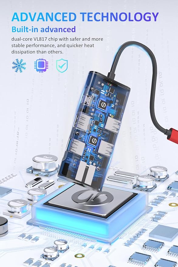 UtechSmart USB C Hub, Ethernet Multiport Adapter 6 in 1 USB C to HDMI Dock - Image 6