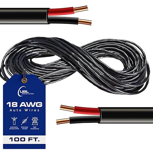 UBL 18/2 Automotive Electrical Wire – 18 AWG 2 Conductor Wire – Flexible by UltraBrightLightz