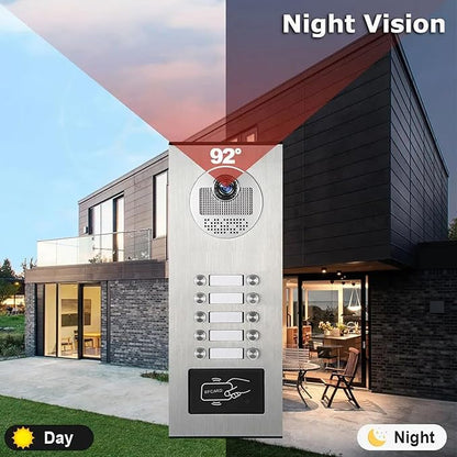 Wired Apartment Video Intercom System, 1080P HD Video Doorbell, Compatible - Image 8