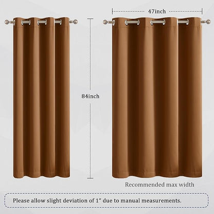 DUALIFE Blackout Curtains 2 Panels Set 84 Inches Long Caramel Brown Orange 70s - Image 6
