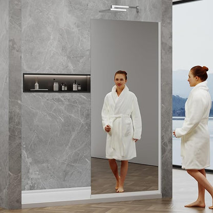 36"x76" Fixed Glass Shower Door, Single Mirror Privacy 3/8" Thick Tempered Glass by YTSAHSTT