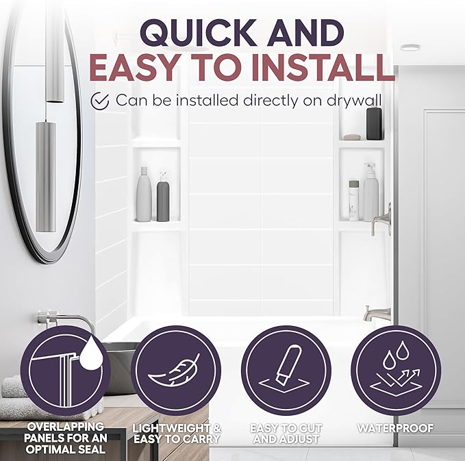 White Acrylic Tub Wall Surround 32"x 60"x 58" - Image 6
