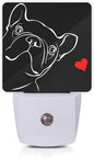 Smoaffly French Bulldog Dog red Heart Night Light Plug-in LED Nightlights Auto by Smoaffly
