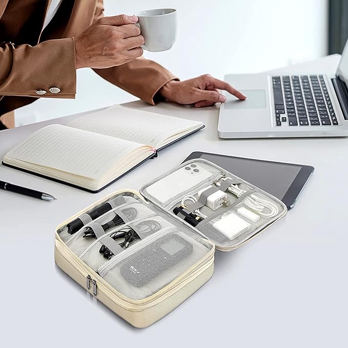 Electronics Travel Organizer, Double Layer Cable Organizer Bag Waterproof - Image 7