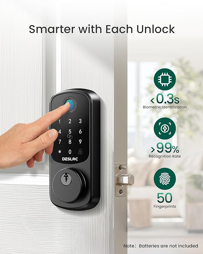 DESLOC Smart Lock B200 WiFi Version, Fingerprint Keyless Entry Door Lock - Image 4