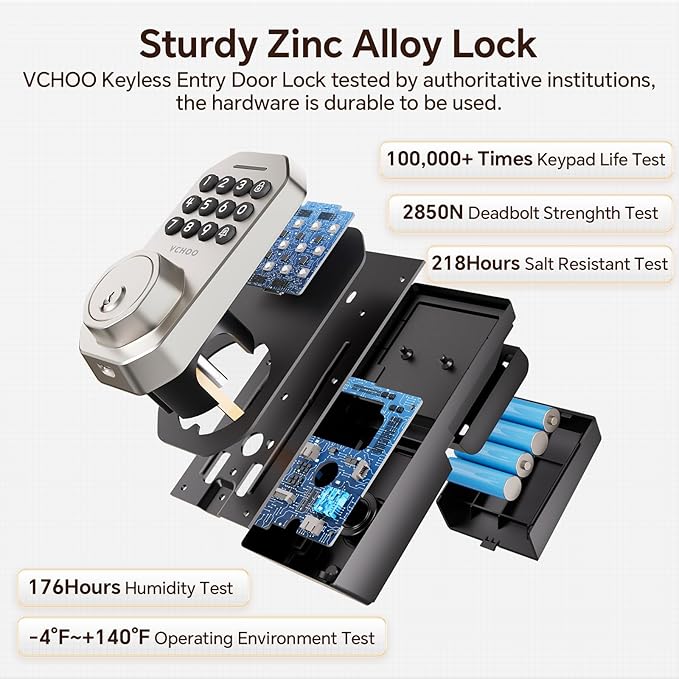 VCHOO Keyless Entry Door Lock Set WiFi Smart App Control Door Lock - Image 5