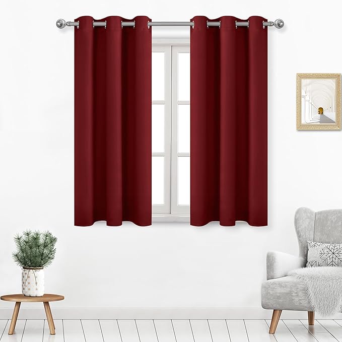 DWCN Burgundy Curtains 54 Inches Long, Thermal Blackout by DWCN