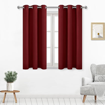 DWCN Burgundy Curtains 54 Inches Long, Thermal Blackout by DWCN