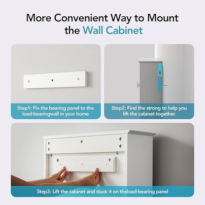 Bathroom Wall Cabinet with Lighting & Tissue Hole, Wall Mounted Glass Door - Image 9