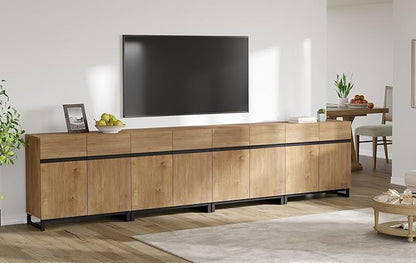 WAMPAT Modern TV Stand for TVs up to 120 inch, 4 in 1 Wood Entertainment Center - Image 3