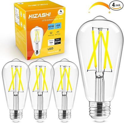 Hizashi LED Edison Bulbs, Equivalent 60W, Dimmable E26 LED Bulb, Daylight 5000K by HIZASHI