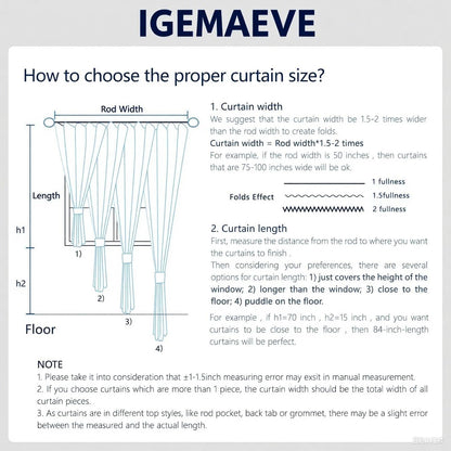 IGEMAEVE Blackout Curtains for Bedroom Rod Pocket Linen 52" W x 84" L | Living Room | Privacy | Room Darkening | Thermal | Insulated | Window Drape