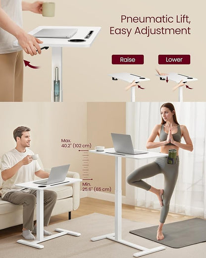 VASAGLE Overbed Table with Wheels, Mobile Standing Computer Desk, 27.6 x 15.7 - Image 4