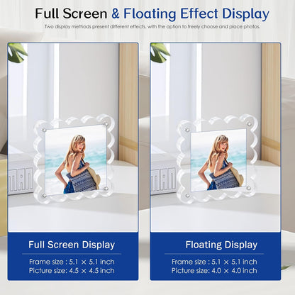 Acrylic Magnetic Picture Frames 4x4-2pack Square Photo Frame