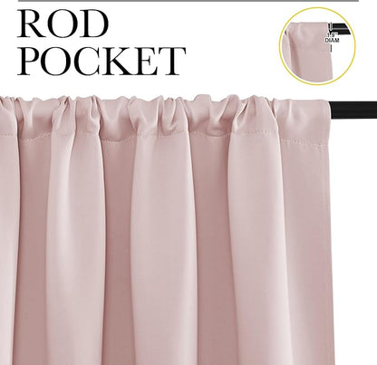 NICETOWN Blackout Curtains for Living Room, Blush Pink, 2 Panels, 42 by 63 - Image 2