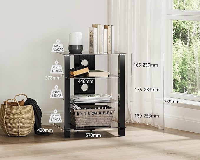 FITUEYES 4-Tier AV Media Cabinet Stand Component Cabinet, Gaming TV Stand and - Image 3