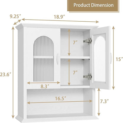 CJL Bathroom Wall Cabinet with Fluted Door, 18.9'' x 23.6'' Medicine Cabinet - Image 3