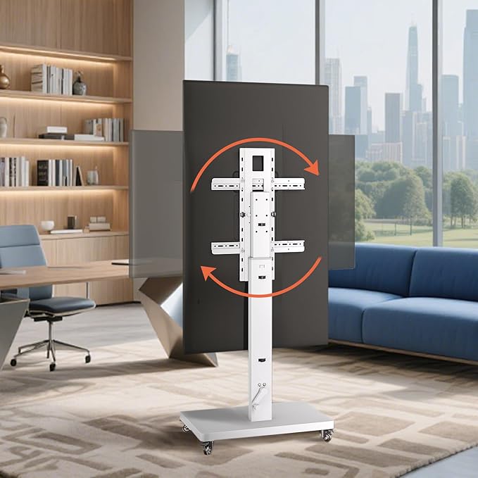XinleTech Mobile TV Cart Stand for 32-80 Inch TVs, 90°Landscape to Portrait - Image 8