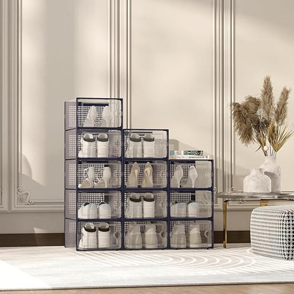 Kuject X-Large Shoe Storage Boxes Organizers Clear Plastic Stackable 12 Pack - Image 8