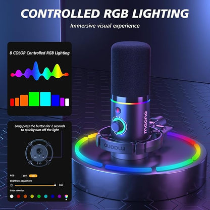 MAONO XLR/USB Dynamic Microphone Kit, RGB Podcast Mic - Image 4
