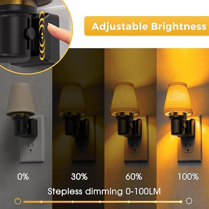 L LOHAS LED Night Lights Plug into Wall, Linen Fabric Round Platform Decor - Image 3