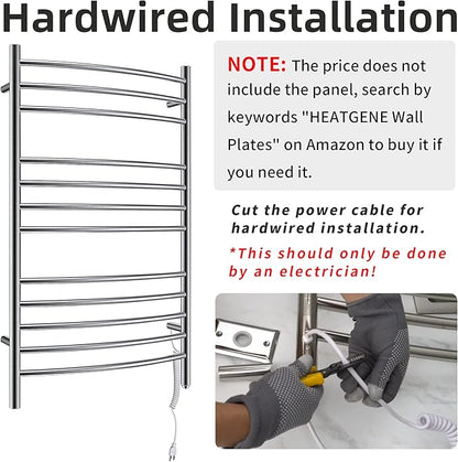 HEATGENE Towel Warmer Wall Mount Electric Plug-in/Hardwired Heated Towel Rack - Image 5