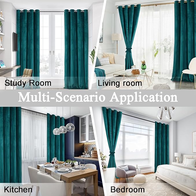 JIUZHEN Teal Velvet Curtains 96 inches - Image 7