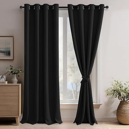 JIUZHEN Black Blackout Curtains by JIUZHEN