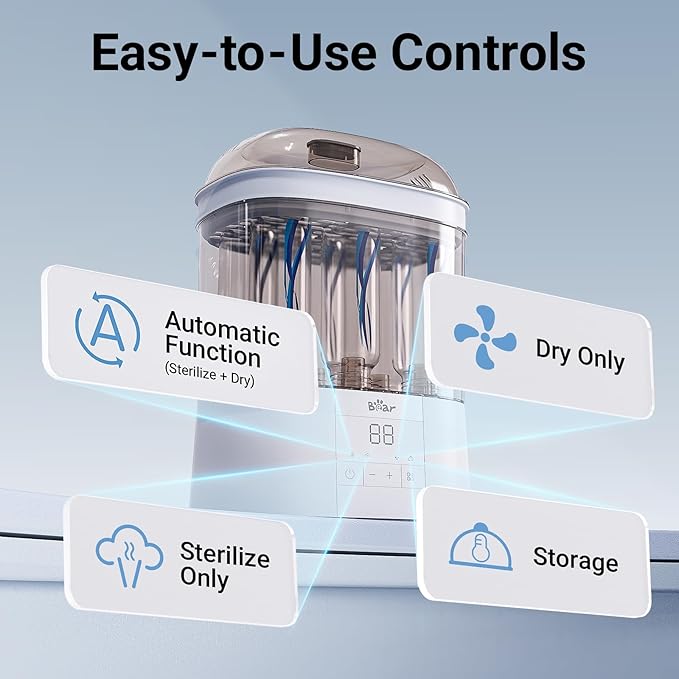 Bear Bottle Sterilizer and Dryer, 2 Layers Large Electric Steam Baby Bottle - Image 4