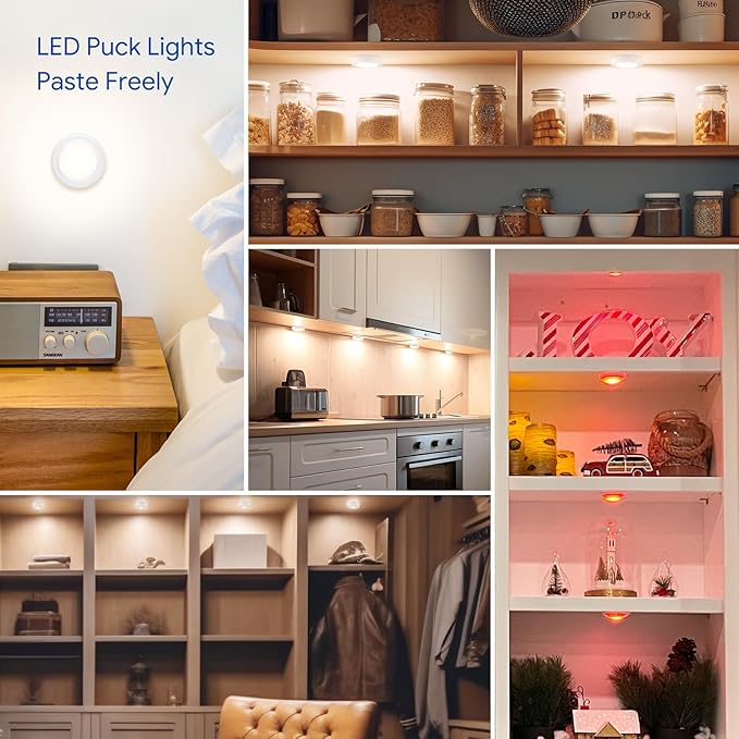 Yiliaw 12 Pack LED Puck Lights Remote Control 16 Color Changeable Under Cabinet - Image 7
