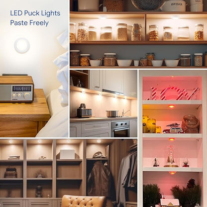 Yiliaw 3 Pack LED Puck Lights Remote Control 16 Color Changeable Under Cabinet - Image 7