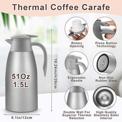Norme 2 Pcs Thermal Coffee Carafe Insulated Stainless Steel Coffee Carafe - Image 2