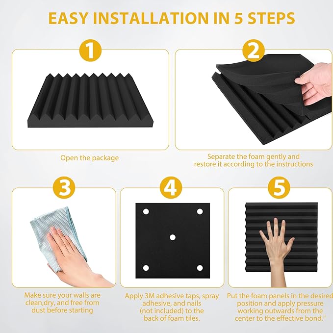 24 Pack Acoustic Foam Panels 1" x 12" x 12" Sound Proof Foam Panles Saiqiang - Image 4