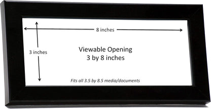 [3.5x8.5bk] Professional Black Business License Certificate Frame, Holds 3.5 by 8.5 inch Media, Self-Standing with Wall Hanger