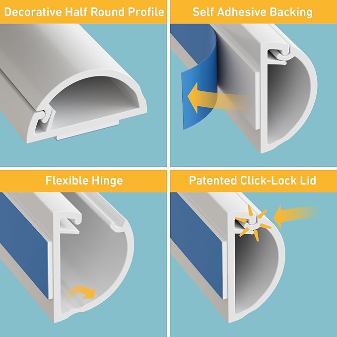 D-Line 13.12ft Cord Hider Kit, Patented Cable Cover, Hide Wires on Wall - Image 3