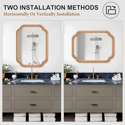 Natural Wood Framed Mirror, 18X24 Inch Bathroom Mirror - Image 7
