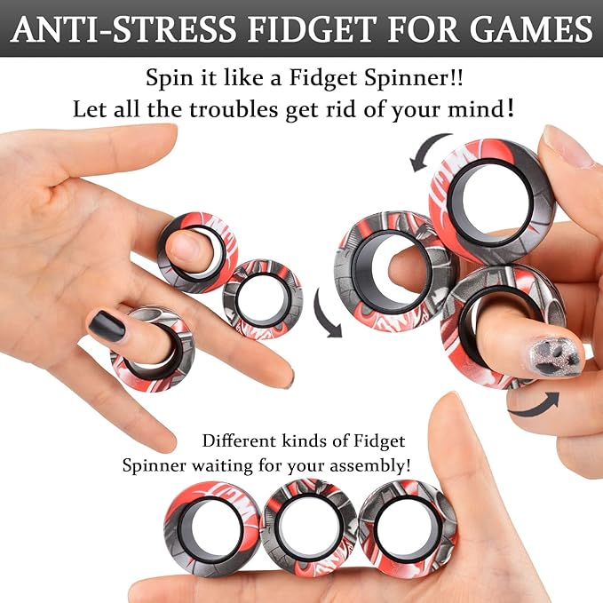 Cevioce 3Pcs Magnetic Rings Fidget Toy Set, Idea ADHD Anxiety Magnetic Fidget - Image 4