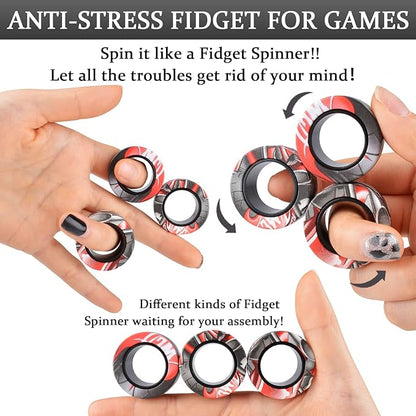 Cevioce 3Pcs Magnetic Rings Fidget Toy Set, Idea ADHD Anxiety Magnetic Fidget - Image 4